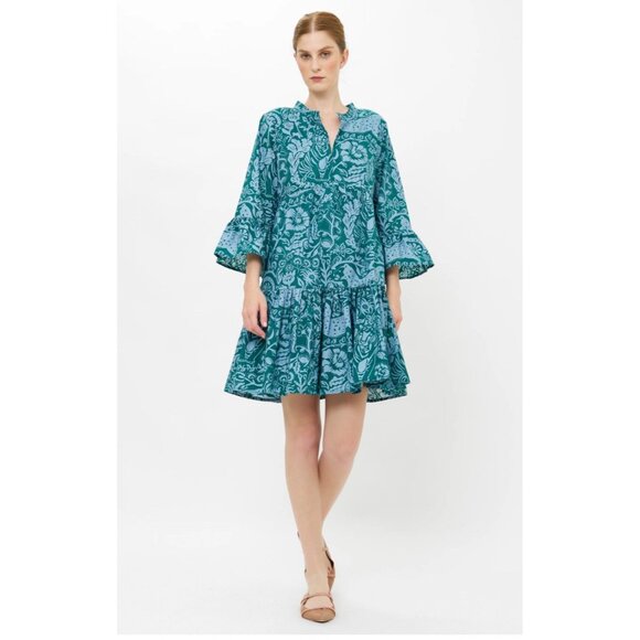 Blanco de Ibiza By Isabel Tavares Silk Mini Dress Ruffled colorful L Party Beach - Picture 1 of 6